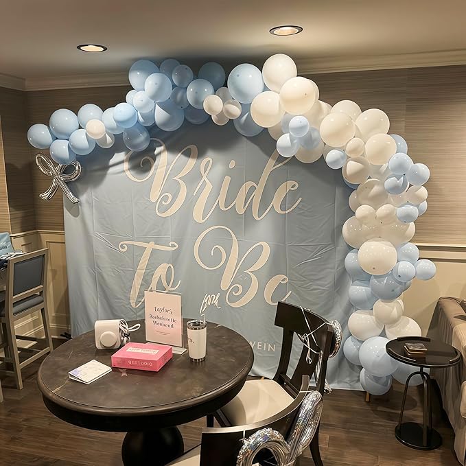 Pastel Blue and White Balloons, 12 Inch 35PCS Light Baby Blue Pearl White with Clear Latex Balloon for Boys Birthday Bachelorette Party Bridal Baby Shower Winter Holiday Party Decorations Supplies