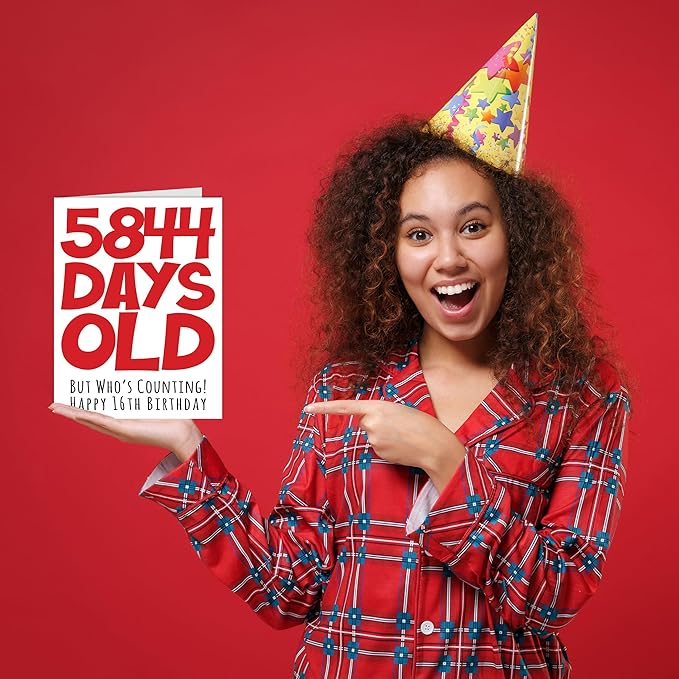 Stuff4 16th Birthday Card for Boys Girls Him Her - 5844 Days Old - Funny Teenager Sixteen Sixteenth Happy Birthday Card for Brother Sister Son Daughter Cousin, A5 Humor Joke Greeting Cards