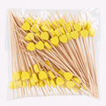 JtmyAota 100 Pack Fruit Toothpicks, Heart-Shaped Bamboo Cocktail Picks, Natural Bamboo Toothpicks for Appetizers Fruit Cake Dessert Barbecue Snacks Sandwiches (Yellow)