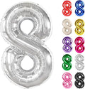 Silver Number 8 Balloon 40 Inch, 8 Balloon Number, 8th Birthday Decorations, Silver Party Supplies for Boys Girls