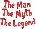 Pre-Strung The Man The Myth The Legend Red Glitter Banner - Retirement Decorations for Men and Women - Retirement Party Supplies and Gifts