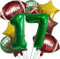 Football Balloons Foil Football Birthday Decorations Balloons Green Number 17 Balloon Gold Brown Star Touchdown Ballons for Rugby Birthday Decorations Sports Ballons Arch Kits Party Balloon Sets 10pcs