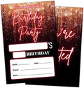 Pink and Glitter Birthday Party Invitation Cards for Boys Girls, Birthday Celebration Party Invite Cards Supplies, 20 Double-Sided Fill In Invites With Envelopes -17
