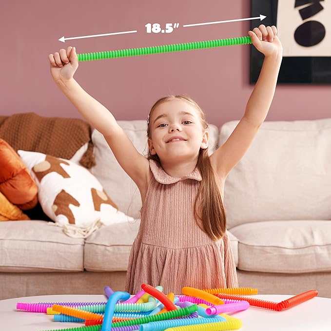 JOYIN 72 Pack Pop Tubes, Sensory Toys (Small) Fidget Toys Party Favors - 9 Colors, Creativity Learning & Fun for Toddler Kids - Perfect for Easter Goodie Bags, Classroom School Reward