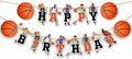 "Basketball Happy Birthday Banner – Sports Themed Party Decorations for Adults – Slam Dunk Basketball Birthday Party Supplies – Backdrop for Dessert Table, Cake Smash, High Chair, and Team Celebrations"