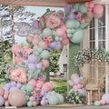 Green and Pink Balloon Garland 134Pcs Dusty Green Pink and Purple Balloons Arch Kit with Teapot Foil Balloon for Spring Tea Party Lets Partea Baby Shower Birthday Party Decorations