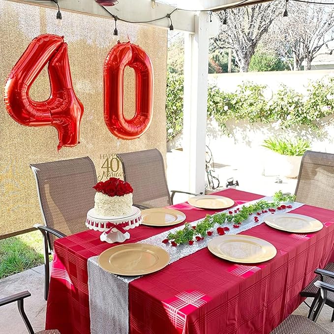40 Inch Red Number 4 Balloon Large Red Foil Balloon Red 4 Balloons Mylar Helium Balloon for 4th Birthday Party Decorations Girls Boys Baby Shower Wedding Anniversary Decoration
