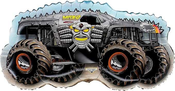 Toyland® Pack Of 4 Monster Jam Truck Foil Balloons - Grave Digger, El Toro Loco, Max D & Megalodon Shaped Character Balloons