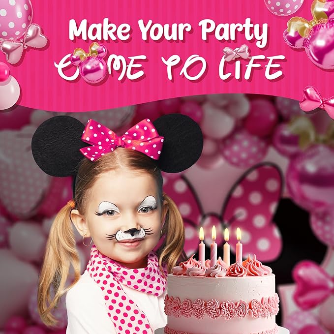 ALL-IN-1 Minnie Balloon Arch Kit with BONUS Bow & Mouse Head Balloons - Mini Mouse Balloons for Birthday Decorations & Oh Twodles Birthday Party Supplies Girl - Minnie Birthdays Party, Baby Shower