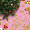 Capoda Pink Christmas Tree Skirt Gingerbread Man Candy Christmas Tree Skirt 48 Inch Xmas Tree Mat Gingerbread Christmas Tree Skirts Mat for Holiday Christmas Party Decorations Indoor Outdoor