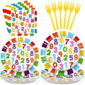 96Pcs Alphabet Party Decorations Educational ABC Back to School Plates and Napkins Sets First Day of School Kindergarten Decorations for Baby Shower Early Learning Classroom Party Supplies Serve 24