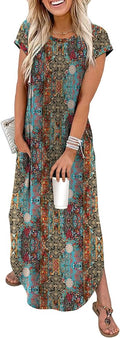 WIHOLL Summer Dresses Cap Sleeve Crewneck Maxi Long Casual Dress with Pockets Beach Vacation Sundresses 2026 Trendy