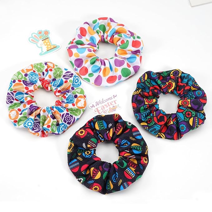 Easter Hair Ties for Women Girls Rabbit Bunny Ear Hair Scrunchies Easter Egg Elastic Hair Bands Spring Flower Hair Tie Accessories Holiday Headwear Outfits Gifts