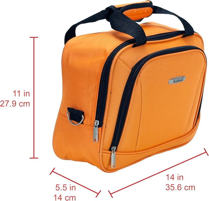 Rockland Fashion Softside 2 Piece Luggage Set, Expandable, (14" Tote/19" Upright), Orange