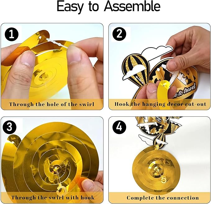 Retirement Party Decorations for Men Women, Black and Gold Happy Retirement Banners Balloons Cake Cupcake Toppers Hanging Swirls, Happy Retirement Party Supplies 42pcs