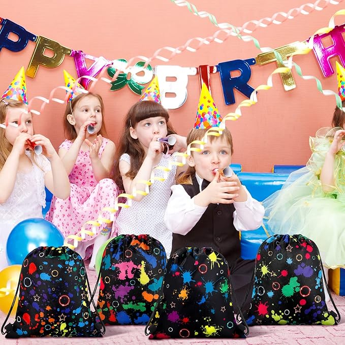 Marsui 24 Pcs Glowing Party Favor Drawstring Bags Gift Goodie Candy Favors Bags for Birthday Party Supplies