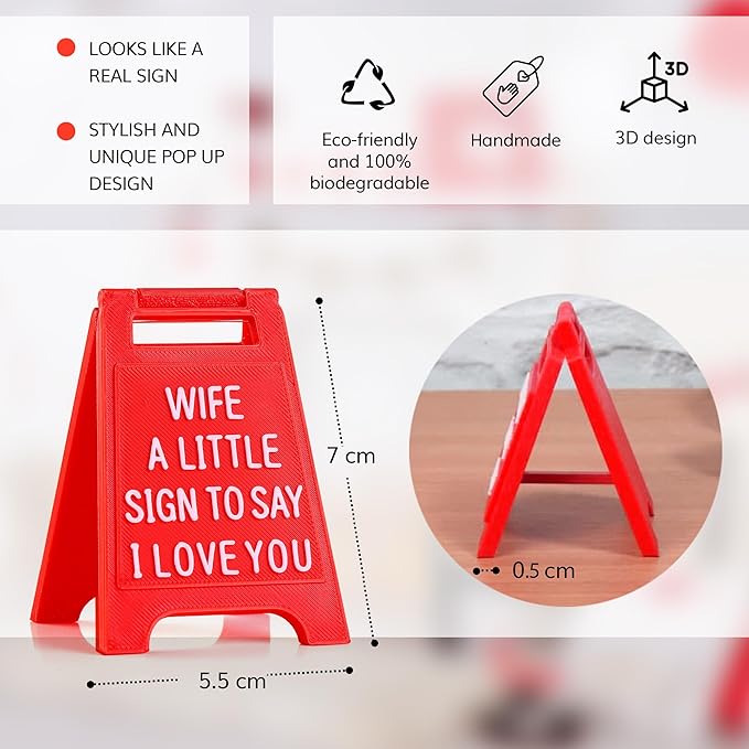 Gift for Aniversary, “Wife, A Little Sign to Say I Love You” – Cute Valentine’s Day Gift, Anniversary Present, Birthday Gift for Wife, Romantic Desk Decor, Novelty Love Sign