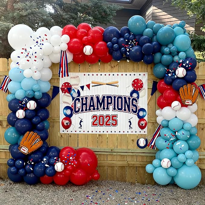 Red Blue White Balloons, 60Pcs 12 Inch Red Navy Light Blue Dusty Blue White Balloons for Baseball Birthday Party Baby Shower 4th of July Decorations