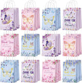 Outus 24 Pcs Spring Butterfly Party Favors Bags Butterfly Goodie Gift Paper Bags with Handles Purple Blue Pink Thank You Candy Treat Pouch for Wedding Baby Shower Birthday Party Decoration Supplies