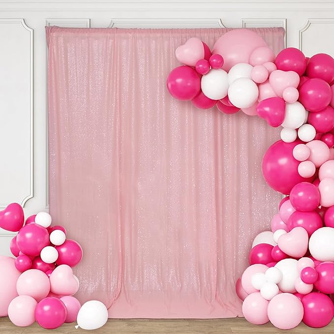 PartyDelight Pink Sequin Backdrop 6x8ft - High Density 3mm Shimmer Sequin Background with 4-Inch Rod Pocket, Sparkly Photography Curtain for Birthday, Sweet 16, TikTok & Live Decor