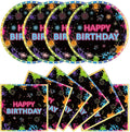 40pcs Neon Plates and Napkins Party Supplies, Disposable Neon Glow Birthday Party Plates and Napkins Tableware Set for Neon Birthday Party Decorations