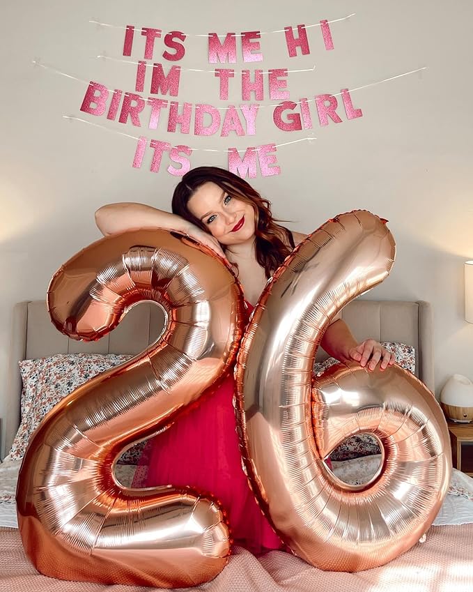 Rose Gold Number 25 Balloon 40 inch, 25 Number Balloons, 25th Birthday Decorations, 25 Year Old Women Men Rose Gold Party Supplies