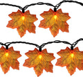 GOOTHY Fall Decor Orange Maple Leaf String Lights Plug in, 13.6Ft LED Outdoor Thanksgiving Decorations Lights with 35 Maple Leaves Light, Hanging Halloween Leaves Light for Outdoor Fall Party Window