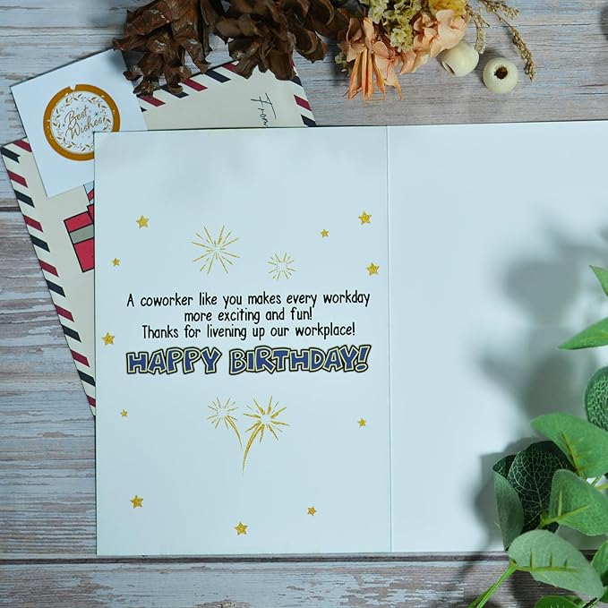 Coworker Birthday Card, Birthday Card for coworker with Seal and Envelope, Coworkers Birthday Gifts