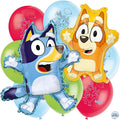 Bingo and Bluey Balloons | 10 Pack | Large 28" Bluey Balloon and 25" Bingo Balloon with 8 Latex Balloons | Sticker | Birthday Decorations and Party Supplies | Officially Licensed