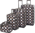 Rockland Fashion Softside 4 Piece Luggage Set, Expandable, (14" Tote/19"/24"/28"), Black Dot