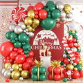 Christmas Balloon Arch, Red Green Gold Balloon Garland, Metallic Silver Red Candy Canes Sweet Candy Iridescent Star long Balloons For Christmas Theme Party Celebration Birthday Baby Shower Wedding