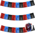 BEISHIDA 3 Packs Metallic Foil Fringe Garland Red Blue Black Wall Hanging Tinsel Fringe Banners for Car Floats Bridal Shower Wedding Birthday Graduation Holiday Party Decoration(30 Feet)