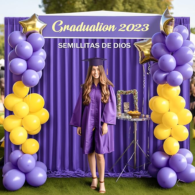 8x10FT Dark Purple Backdrop Curtains for Wedding Parties, Wrinkle Free Polyester Photography Backdrop Drapes for Wedding Baby Shower Birthday Parties Stage Background Stand Decorations 4x10ft,2 Panels