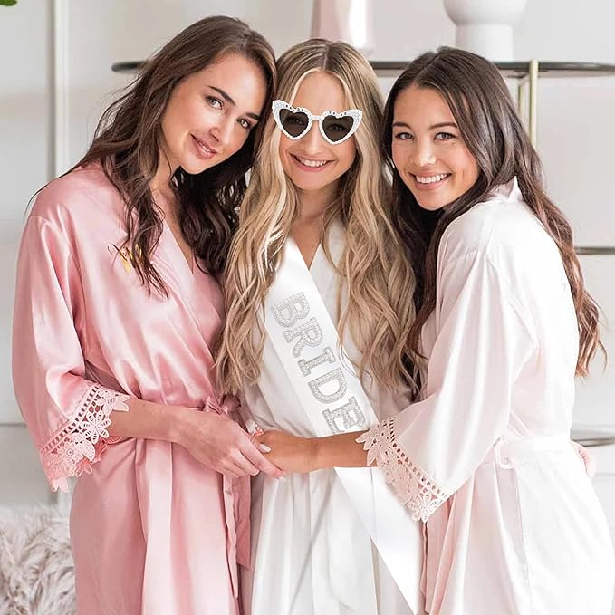 Chanaco Bride to Be Sash and Sunglasses Bachelorette Party Decorations Bridal Shower Favors White Heart Glasses Wedding Accessories Engagement Gifts
