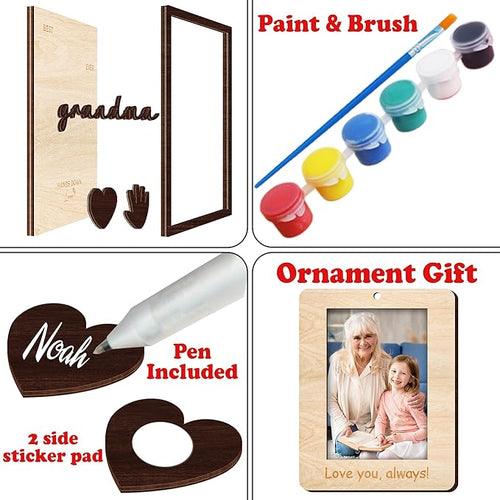 10" Hands Down Best Grandma Ever DIY Handprint Kids Frame with Paints, Car Picture Holder, Photo Ornament, Fridge Magnet, Art Craft Family Keepsake Birthday Gift Father's Day for Nana, Grammy HF620