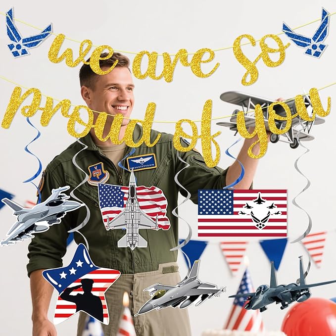 Air Force Party Decorations - We Are So Proud of You Banner Airforce Party Decorations Banner Military Decor for Birthday Party