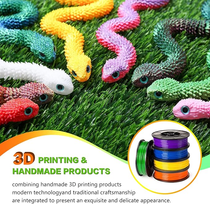 3D Printed Snake,12in Flexible 3D Printed Animal Snake,Christmas Fidget Toys Gifts Halloween Decorations Indoor Outdoor,Decorative Easter for Kids Home Decor. （4pcs）