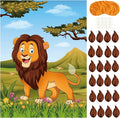 PLULON Pin The Tail on The Lion Party Game Kids Lion Games Poster with Tail Stickers for for Lion Party Favors Boys Birthday Party Supplies Party Decorations