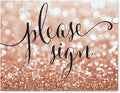 Andaz Press Wedding Party Signs, Glitzy Rose Gold Glitter, 8.5x11-inch, Please Sign, 1-Pack, Bokeh Colored Party Supplies