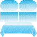 41Pcs Ombre Blue Party Supplies Disposable Tableware Set Gradient Light Blue Paper Plates Napkins Tablecloth丨Baby Shower Wedding Anniversary Man Birthday Party Decorations Supplies,Serve 20