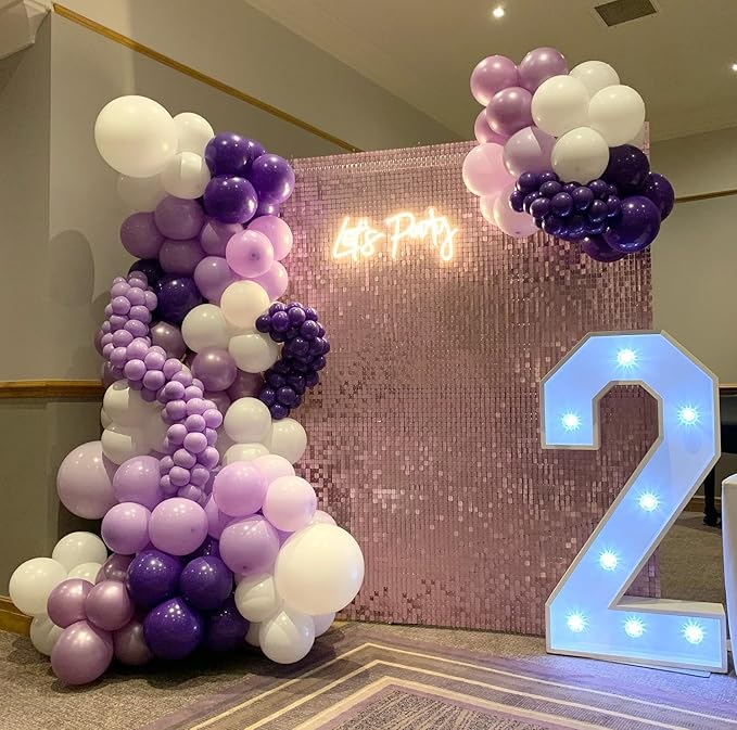 Purple and White Balloons, 70Pcs 12inch Lavender Lilac Confetti Metallic Balloons for Birthday Girls Baby Shower Bridal Wedding Princess Party Decorations
