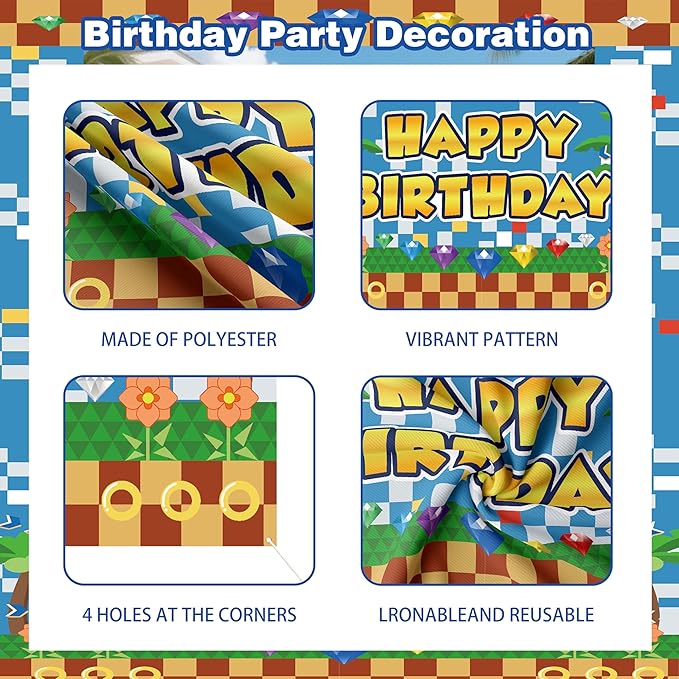 Birthday Decorations for Boys,Happy Birthday Banner, 30 Balloons,Gold Ring Foil Balloon,Photo Booth Props for Men (Hedgehog)