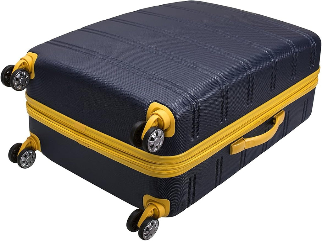 Rockland Melbourne Hardside Expandable Spinner Wheel Luggage, Checked Large 28", Navy