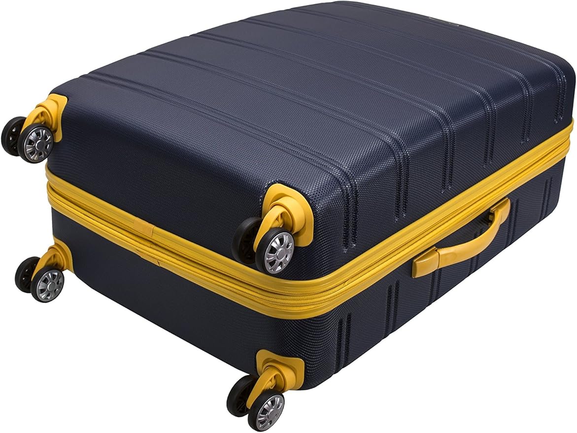 Rockland Melbourne Hardside Expandable Spinner Wheel Luggage, Checked Large 28", Navy