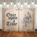 Fairy Tale Books Backdrop Once Upon a Time Backdrops Ancient Castle Princess Romantic Wedding Birthday Party Decorations Magic Book Background Banner Props 5x3FT
