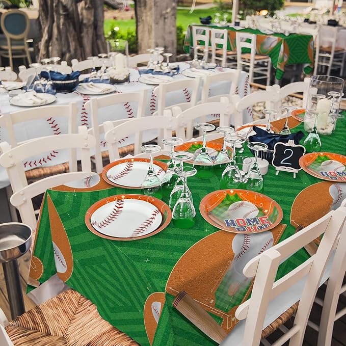 Baseball Party Supplies Kit for 24 - Complete with Dinner & Dessert Plates, Napkins, Cups, Banner & Tablecloth Baseball Birthday & Gameday Celebrations，Baseball Party Decorations & Favors