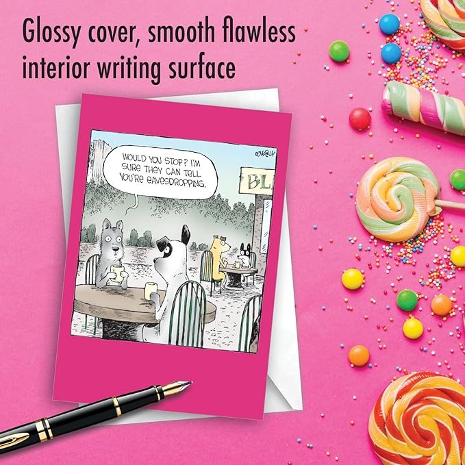NobleWorks, Funny Birthday Greeting Card with 5 x 7 Inch Envelope (1 Card) Bday Eavesdropping Dog C10874BDG