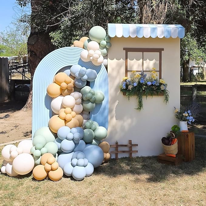 Sage Green Dusty Blue Yellow Balloon Garland 126 Pcs Slate Blue Olive Green Yellow Sand White Cream Party Latex Balloons Arch Kit for Bridal Birthday Wild Party Deocration