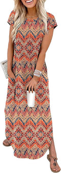 WIHOLL Summer Dresses Cap Sleeve Crewneck Maxi Long Casual Dress with Pockets Beach Vacation Sundresses 2026 Trendy
