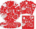 Valentines Day Plates and Napkins Set - 40 Pcs Disposable Red Heart Party Supplies for 20 Guests, Includes 20 Dinner Plates (9 Inch) & 20 Valentine Napkins for Galentines Party Decorations